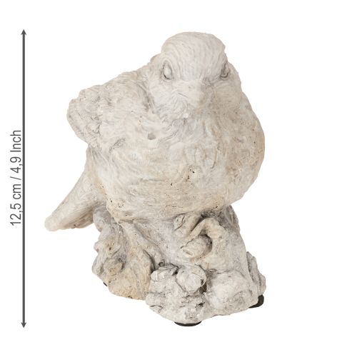 Artikel Dekorativ fågelfigur sparv gjuten sten vitkalkad H12,5 cm