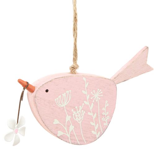 Artikel Dekorativ fågel vårdekor hängande dekoration trä rosa 15×8,5cm