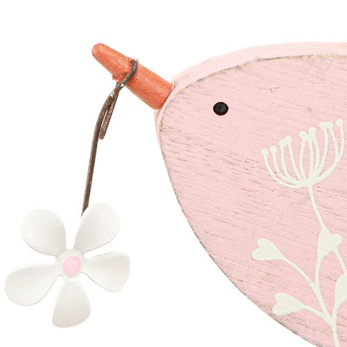 Artikel Dekorativ fågel vårdekor hängande dekoration trä rosa 15×8,5cm