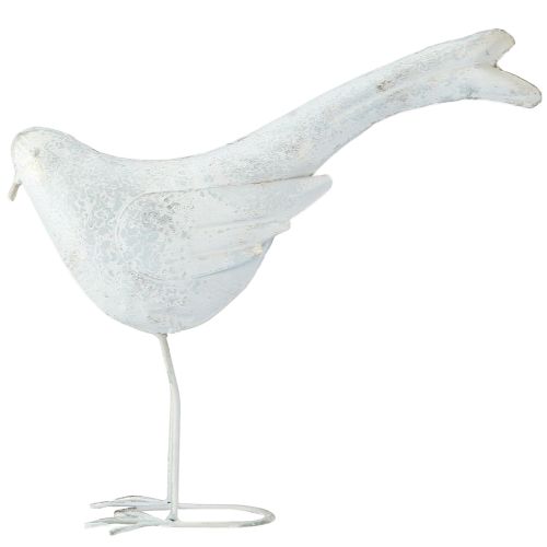Artikel Dekorativ Fågel Metall Dekorativ Figur Vintage Vitguld 35x32,5cm