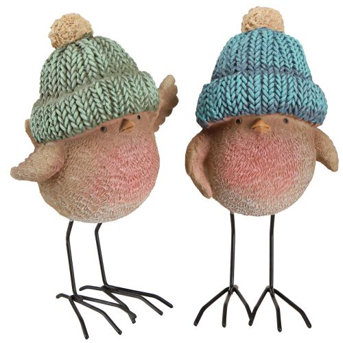 Artikel Dekorfågel med hatt vinterdekoration blågrön H18cm 2 st