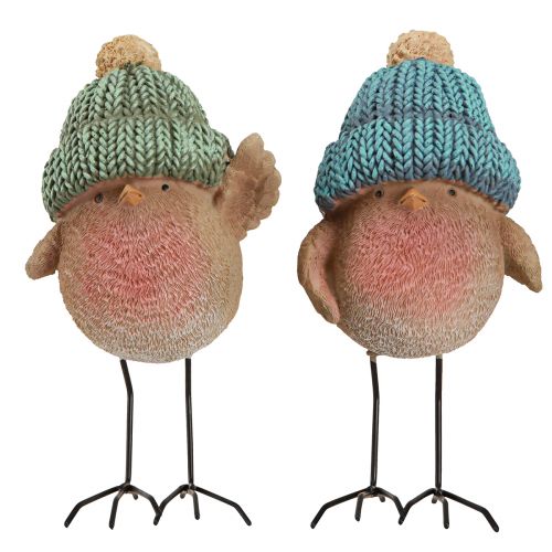 Artikel Dekorfågel med hatt vinterdekoration blågrön H18cm 2 st
