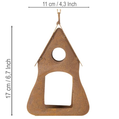Dekorativ hängande fågelholk, rostfärgad fågelholkdekoration, 17,5 cm | Floristik24.se