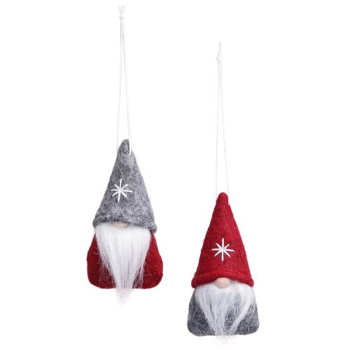 Artikel Dekorativ tomte julgranspynt filt röd grå 5×9cm 6 st