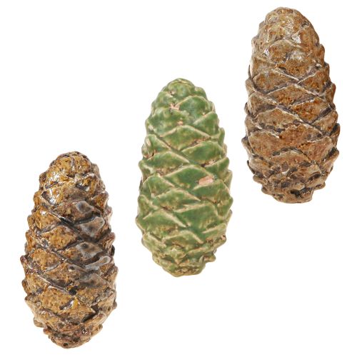 Dekorativa kottar keramik blandade gröna gulbruna 8,5 cm 6 st