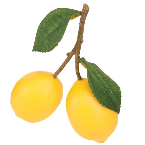 Artikel Dekorativa konstgjorda citroner 2 citroner på en gren 16cm 3st