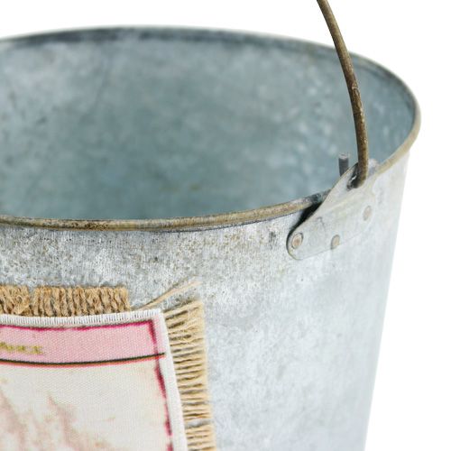 Floristik24 Dekorativ hink med rosamot Ø16,5cm H17,5cm
