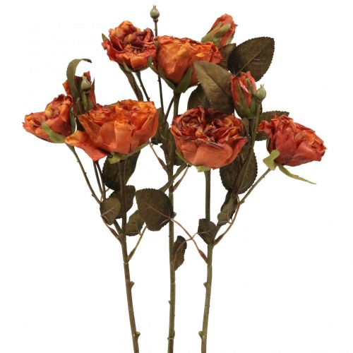 Floristik24 Dekorativ rosbukett konstgjorda blommor rosbukett apelsin 45cm 3 st