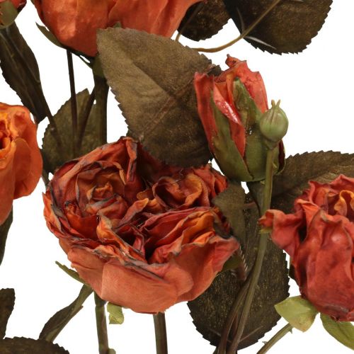 Floristik24 Dekorativ rosbukett konstgjorda blommor rosbukett apelsin 45cm 3 st