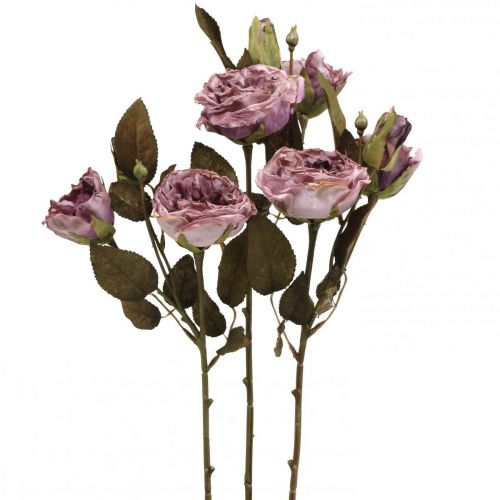 Deco rosbukett konstgjorda blommor rosbukett violett 45cm 3st