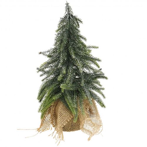 Floristik24 Deco julgran mini gran jute väska glitter, grön 26cm