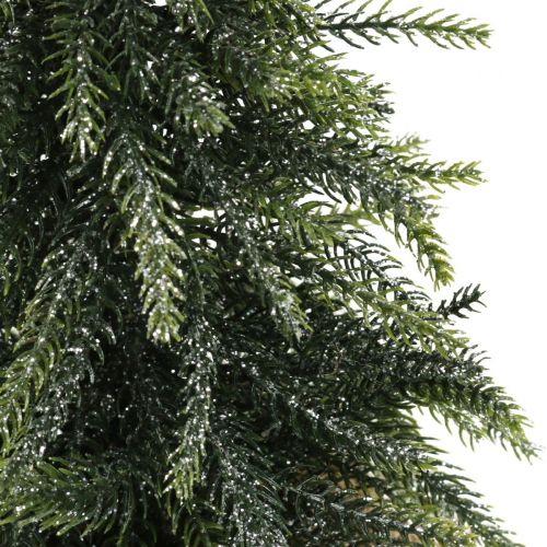 Floristik24 Deco julgran mini gran jute väska glitter, grön 26cm