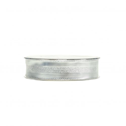 Artikel Dekorativt band silver med ränder 25mm 20m