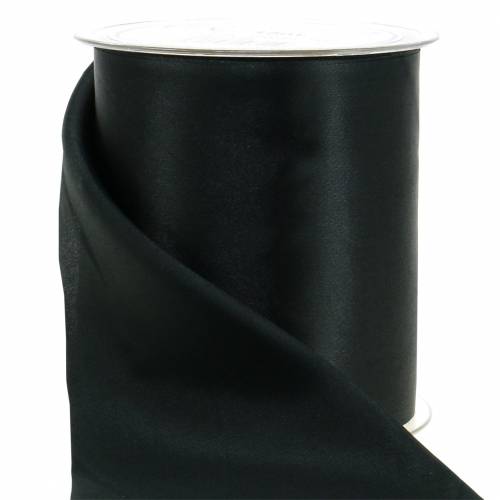 Floristik24 Satin bordsband svart 100mm 15m