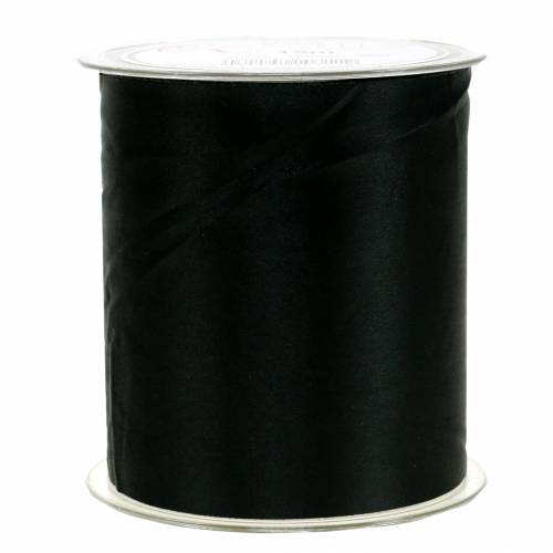 Floristik24 Satin bordsband svart 100mm 15m