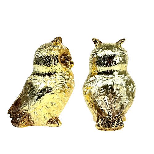 Floristik24 Dekorativ uggla guld, blank 12cm 4st