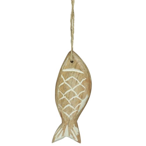 Artikel Dekorfisk för upphängning av träfisk brun vit assorterad 10cm 4 st