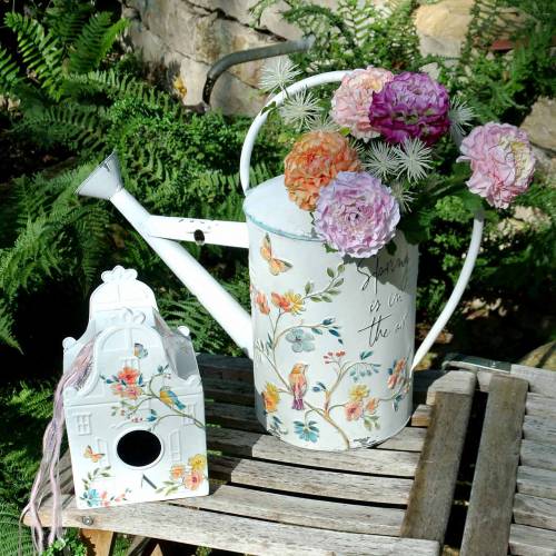 Floristik24 Dekorativ vattenkanna med blommönster och talemetall Ø21,5cm H43cm