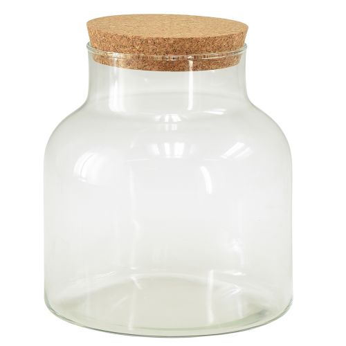 Floristik24 Dekorativ glasvas med korkar, klart korkglas, diameter 18 cm, höjd 20,5 cm