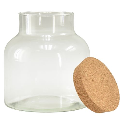 Floristik24 Dekorativ glasvas med korkar, klart korkglas, diameter 18 cm, höjd 20,5 cm