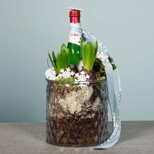 Floristik24 Dekorglas, lykta med diamantmönster, glaskärl Ø15cm H15cm