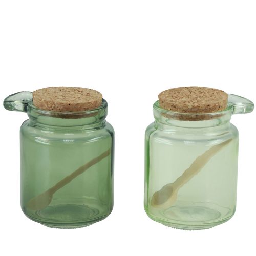 Artikel Dekorglas med korklock och sked grön Ø7cm H10cm 2st