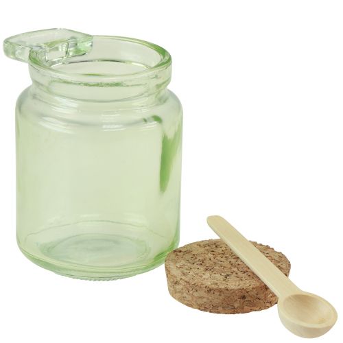 Artikel Dekorglas med korklock och sked grön Ø7cm H10cm 2st