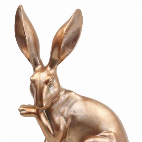 Floristik24 Deco kanin guld sittande par påskharar H30,5cm 2st