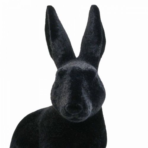 Floristik24 Stor påskhare Dekoration Svart Flockad Keramik H42,5cm
