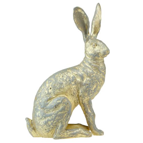 Dekorativ kanin Sittande Grå Guld Vintage Påsk 20,5x11x37cm
