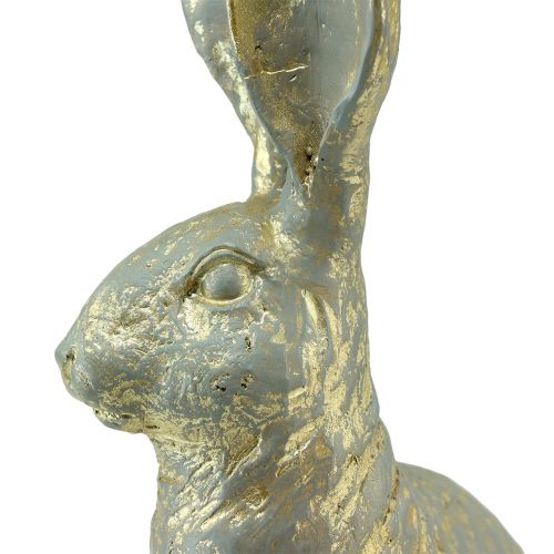 Floristik24 Dekorativ kanin Sittande Grå Guld Vintage Påsk 20,5x11x37cm
