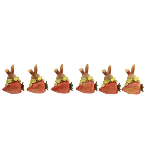 Artikel Dekorativ kanin med morot Påskharen dekorativa figurer H5,5cm 6st