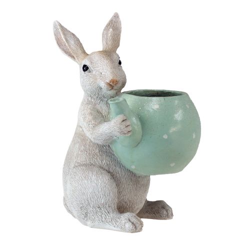 Artikel Dekorativ kanin med tekanna dekorativ figurbordsdekoration påsk H22,5cm