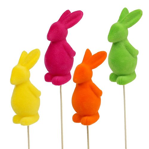 Floristik24 Dekorativa kaniner, flockade, blandade. 13cm 8st
