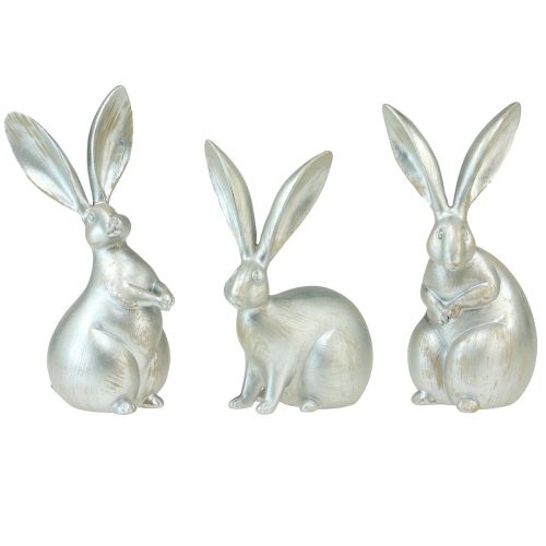 Dekorativa kaniner silver dekorativa figurer påsk 17,5x20,5cm 3st