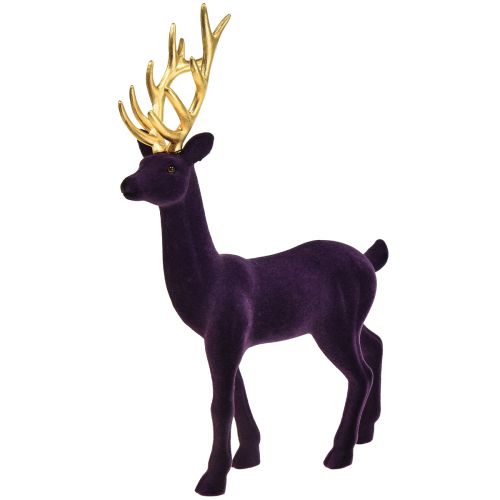 Artikel Deco hjort ren lila guld flockad figur H37cm