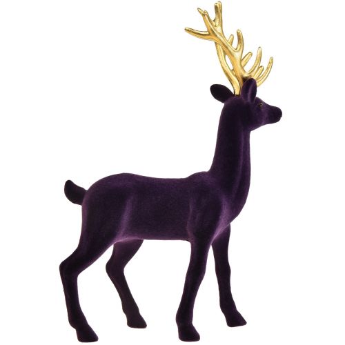 Floristik24 Deco hjort ren lila guld flockad figur H37cm