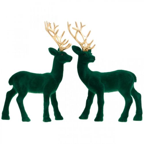Artikel Deco rådjur grönt och guld juldekoration rådjursfigurer 20cm 2 st