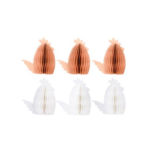 Artikel Dekorativt kycklingbikakepapper vit orange 5,5×3,5×6cm 6 st