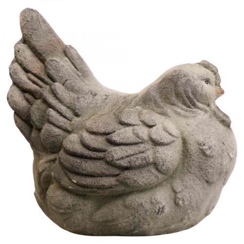 Deco kyckling stor grå keramik vintage vårdekoration 30cm