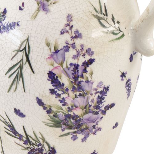 Floristik24 Dekorativ kanna stengods lavendel lila kräm bordsdekoration H21cm