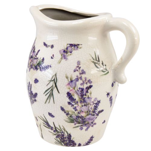 Floristik24 Dekorativ kanna stengods lavendel lila kräm bordsdekoration H21cm