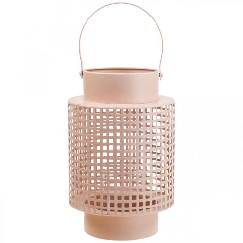 Artikel Dekorativ lykta rosa metalllykta med handtag Ø18cm H29cm