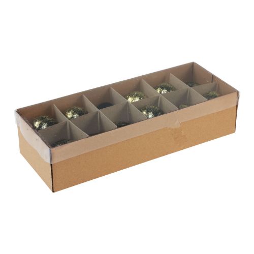 Artikel Dekorativa påskägg äkta gåsägg svart med guldglitter H7,5–8,5cm 10 st.