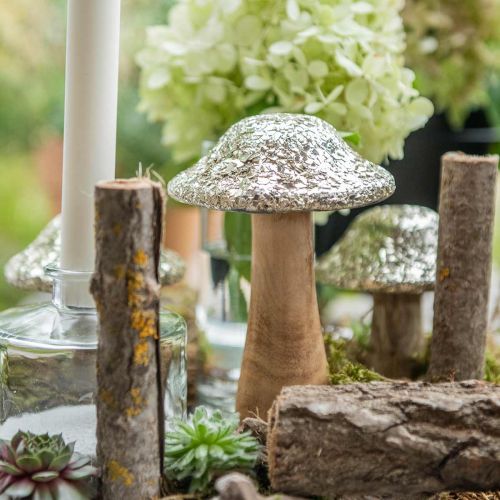 Floristik24 Deco svamp trä träsvamp med gyllene mosaikmönster H17cm