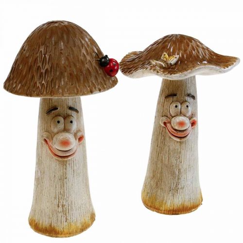 Floristik24 Deco svampar Höstdekoration roliga svampar Ø15/12cm H22/25cm 2st
