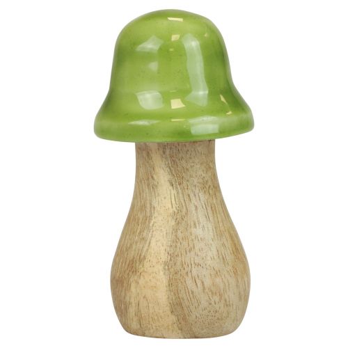 Artikel Dekorativa svampar trä träsvampar ljusgröna glänsande H6/8/10cm set om 3