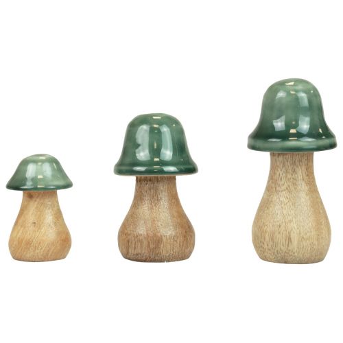 Dekorativa svampar träsvampar mörkgröna glänsande H6/8/10cm set om 3
