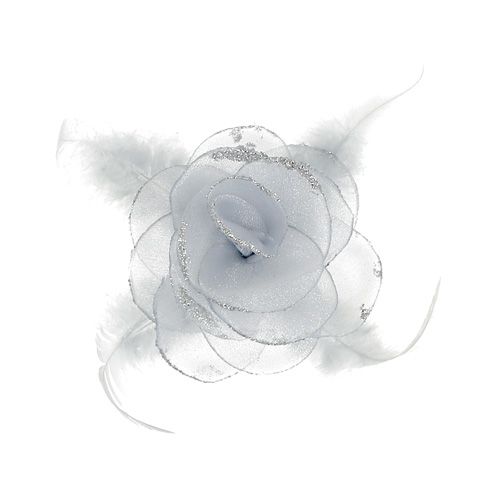 Floristik24 Dekorrosa på klämma Ø10cm silver 2st