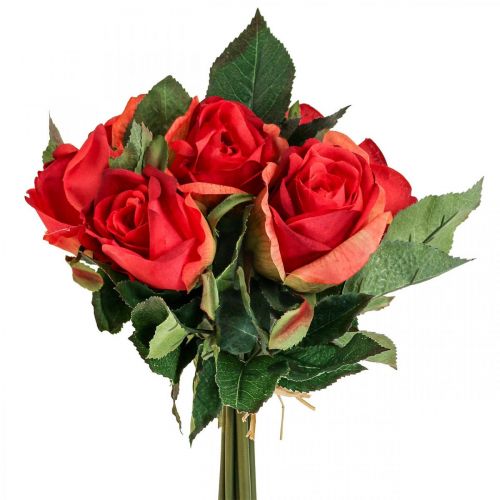 Floristik24 Dekorativa rosor bukett konstgjorda blommor rosor röda H30cm 8 st